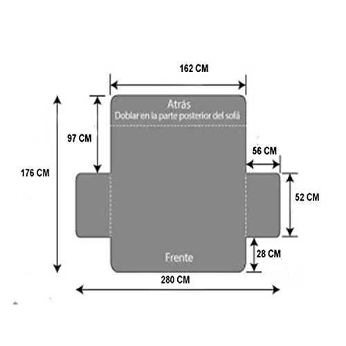 Funda Cubierta para Sofa Reversible Cubrir Sofa Sillon Color Marron Y Beige Protector Sofa 2 PLAZAS, 280 CM