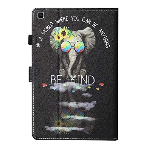 Funda Tablet para Samsung Galaxy Tab A 8.0 (2019)/T290 Carcasa con Soporte Función Diseño PU Cuero Protección Wallet Case Cuero con Auto-Sueño/Estela Ranura Cover para Galaxy T290,Gafas de elefante