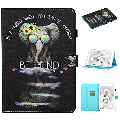 Funda Tablet para Samsung Galaxy Tab A 8.0 (2019)/T290 Carcasa con Soporte Función Diseño PU Cuero Protección Wallet Case Cuero con Auto-Sueño/Estela Ranura Cover para Galaxy T290,Gafas de elefante