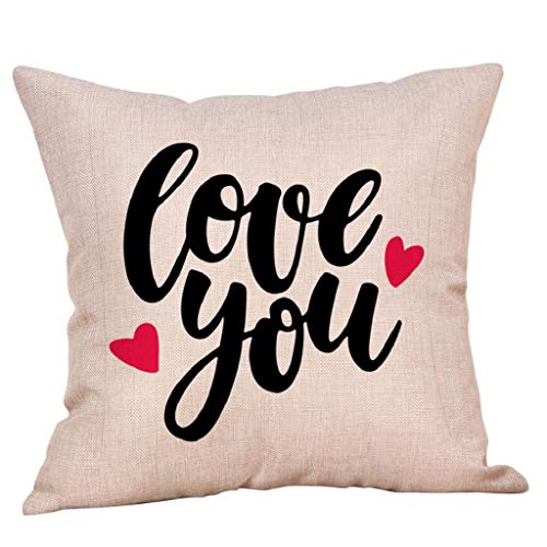 Fundas de Cojines,SHOBDW Regalo de San Valentin Funda de Almohada Sweet Love Boda romántica Cojín Cuadrado Sofá Cama Decoración del hogar(45cmx45cm No Inserto De Almohada) (D, 18x18)