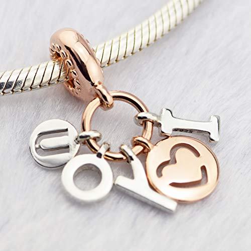 FUNSHOPP - Abalorio de plata de ley 925, diseño con texto en inglés"I Love You Dange"