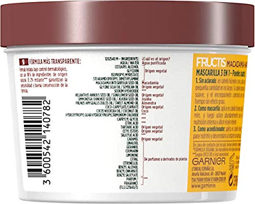 Garnier Fructis Hair Food Mascarilla de Macadamia Alisadora para Pelo Seco o Rebelde - 390 ml