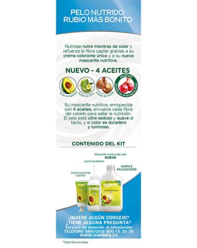 Garnier Nutrisse Creme Coloración Nutritiva Permanente, Tinte 100% Cobertura de Canas con Mascarilla Nutritiva de 4 Aceites - Tono 101 Rubio Platino Ceniza