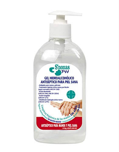 Gel Hidroalcoholico Antiséptico para Piel Sana, Gel Desinfección Higienizante 500ml con Dosificador a 75º Alcohol/Ethanol Antibacterial Desinfectante (3 x 500ml)