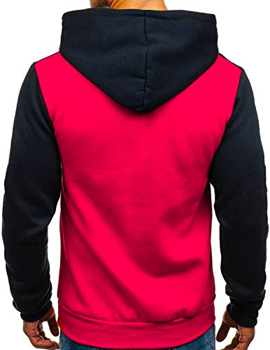 GHYUGR Sudadera con Capucha Hombre Contraste con Bolsillo Otoño Invierno Estampado Deporte Outwear Hoodie Pullover,Azul Marino,M