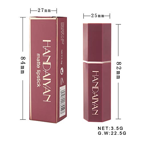 GL-Turelifes Lápiz labial mate Lápices labiales rojos aterciopelados Impermeable Suavizado de larga duración Taza antiadherente Lápices labiales de colores atractivos (# 03 Desnudo)