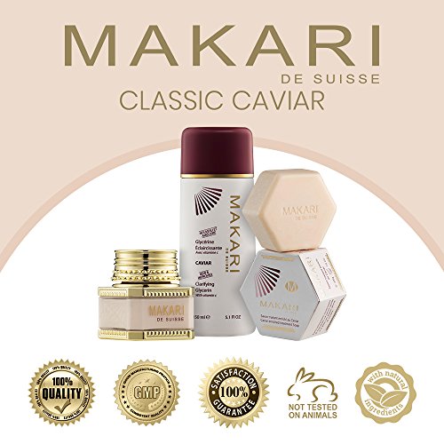 Glicerina Aclarante De Caviar para la Piel De 5.1 fl.oz de la línea Classic de Makari - Gel-Crema Blanqueadora e Hidratante para el Cuerpo - Tratamiento Anti-Envejecimiento Diario