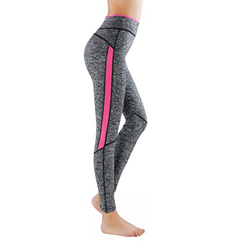 GoVIA L&K-II Leggins para Damas Pantalones Deportivos Largos para Training Running Yoga Fitness Transpirables con Cintura Alta 4113 Rosa S/M