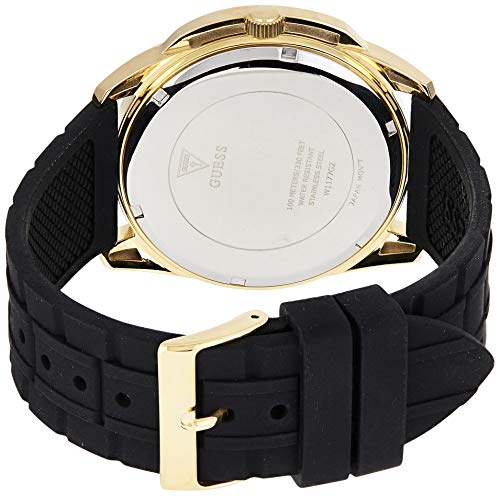 Guess W1177G2 Men's Gold Tone Silicone Band Multifunction Black Dial Watch