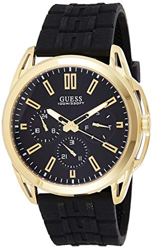 Guess W1177G2 Men's Gold Tone Silicone Band Multifunction Black Dial Watch