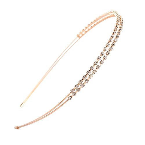 GUI Diademas Cristalino de la Manera 1PC Rhinestone de Venda de la Plata del Oro del Color Hairbands Mujeres Mujer Dulce Celada aro del Pelo Accesorios del Pelo (Color : Rose Gold)