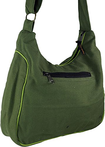 Guru-Shop Bolso de Hombro, Bolso Hippie, Bolsillo Goa - Verde, Unisex - Adultos, Algodón, Tamaño:One Size, 23x28x12 cm, Bolsas de Hombro