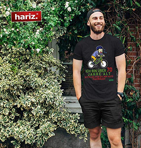 Hariz – Camiseta para hombre, diseño con texto en alemán "ber 70 Bitte Helfen Sie mich aufs bi" Blanco L