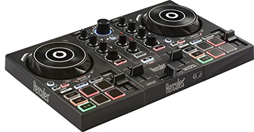 Hercules DJControl Inpulse 200 USB Ideal para Aprender a Mixer 2 Pistas con 8 Pads/Tarjeta de Sonido para PC/Mac