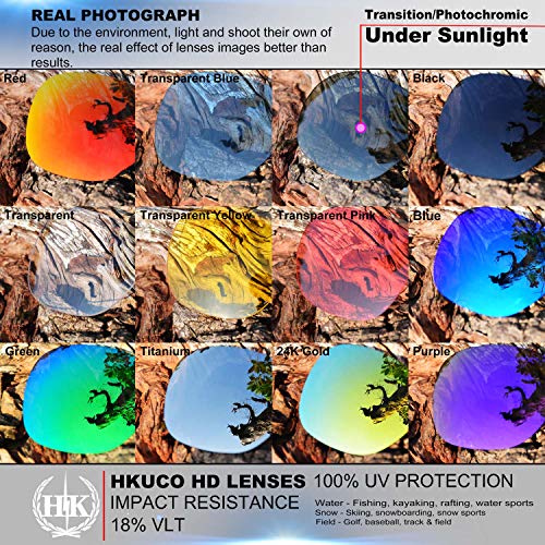 HKUCO Mens Replacement Lenses For Oakley Flak Draft Red/Blue/Titanium/Emerald Green Sunglasses