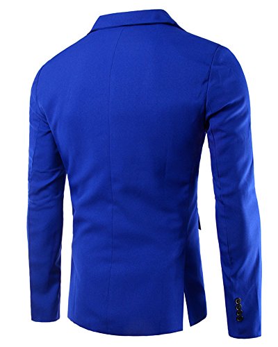 Hombre Chaqueta De Traje para Manga Larga Chaqueta Blazer Slim Fit Casual Abrigos Zafiro XL