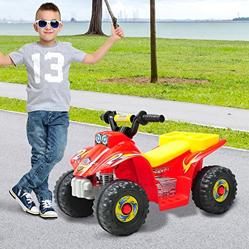 HOMCOM Quad Bateria 6V Moto Eléctrica Infantil Niños 3 años Velocidad 2.5 Km/h Carga Máx 20 Kg Sonido Luces Cargador Incluido