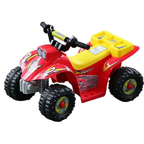 HOMCOM Quad Bateria 6V Moto Eléctrica Infantil Niños 3 años Velocidad 2.5 Km/h Carga Máx 20 Kg Sonido Luces Cargador Incluido