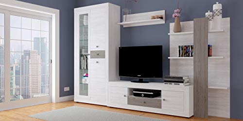 HomeSouth - Mueble de Comedor con Leds, Salon Vitrina Modelo Julieta, Acabado Color Andersen Pino y Gris