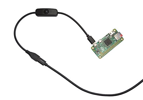 HomeSpot USB 2.0 a corto Micro USB cable de extensión Cable con botón de encendido Apagado para frambuesa Pi Zero 3 iPhone Smartphone cargador de cable de la tableta (28.5CM cable USB con interruptor)