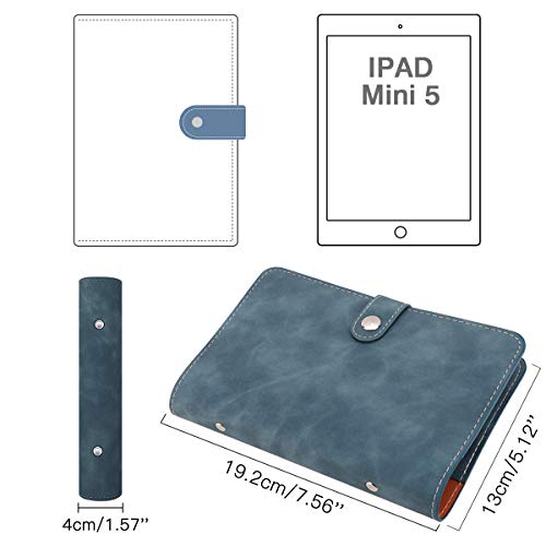 Housolution Carpeta de Cuaderno de 6 Anillas, Cubierta de Hojas Sueltas de Cuero de PU con 12 Sobres de Plástico Transparente con Cremallera A6, Bolsillos y Etiqueta Autoadhesiva - Azúl de Jeans