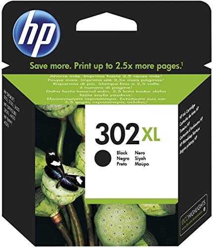 HP F6U68AE 302XL Cartucho de Tinta Original de alto rendimiento, 1 unidad, negro