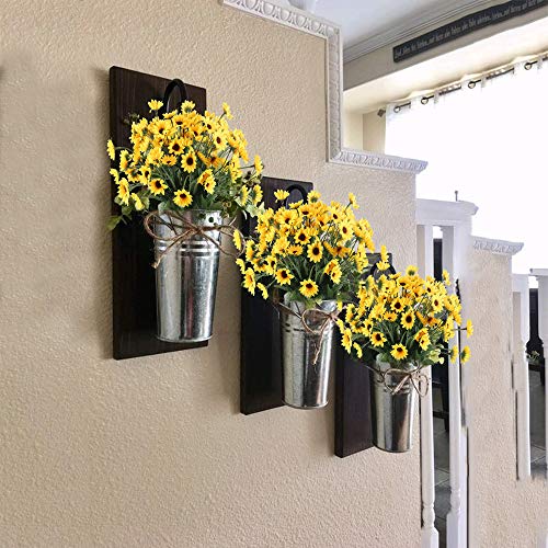 HUAESIN 4pcs Flores Artificiales Amarillas Margaritas Artificiales Decoracion Exterior Interior Arbusto Plastico Flor Girasol Falsa para Cementerio Boda Jardin Mesa Terraza Baño Cocina Jarrones