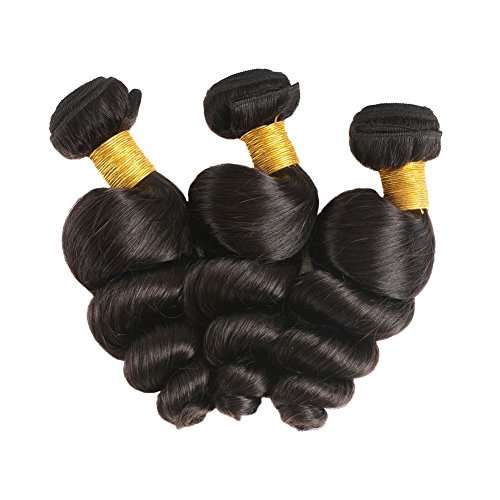 Huarisi 7a Onda Suelta Pelo Brasileño de 3 Paquetes de 16 18 20 Pulgadas Mojado y Ondulado Tejido Color Natural para las Mujeres Negras