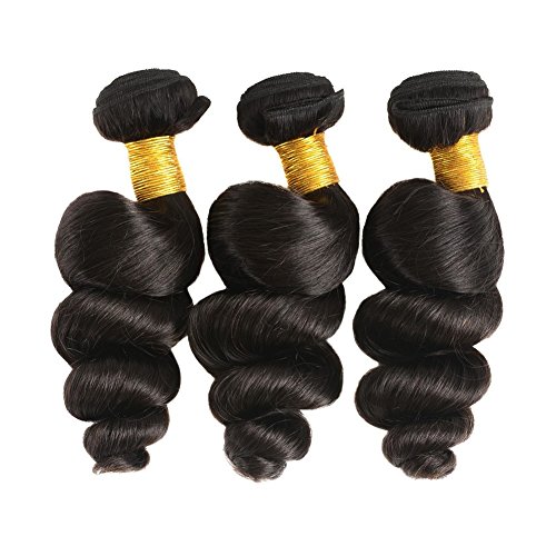 Huarisi 7a Onda Suelta Pelo Brasileño de 3 Paquetes de 16 18 20 Pulgadas Mojado y Ondulado Tejido Color Natural para las Mujeres Negras