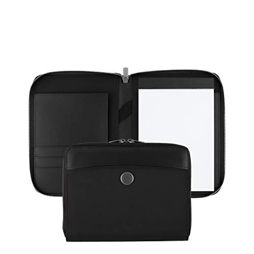 Hugo Boss Contour Black - Juego de bolígrafo y carpeta de conferencias (A5, en estuche de regalo), color negro