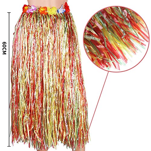 Hula Dancer Disfraz,Hula Juego de Falda de Hierba, Incluye Pulsera Diadema Collar de Flores Hierba Clip de Pelo Hibisco,Hula Juego de Falda de Hierba