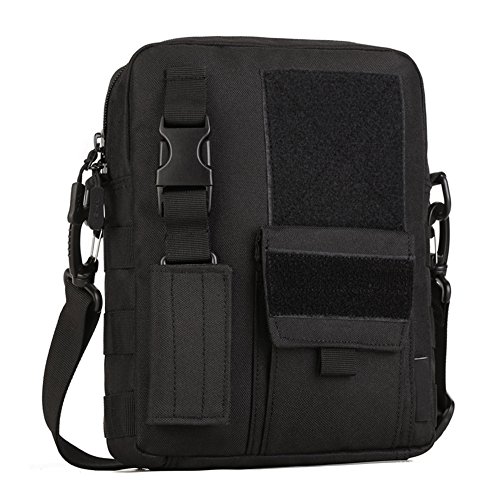 Huntvp Táctical Mochila de Bandolera Bolsa de Hombro del Mensajero Bolsa de la Llave Impermeable para Correr Senderismo Ciclismo Camping Caza, Color Negro