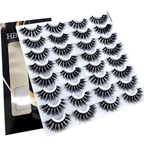 HZT 20 Pairs 825Mm False Eyelashes 100% Natural Mink Eyelashes Spectacular Extension and Volume of False Eyelashes