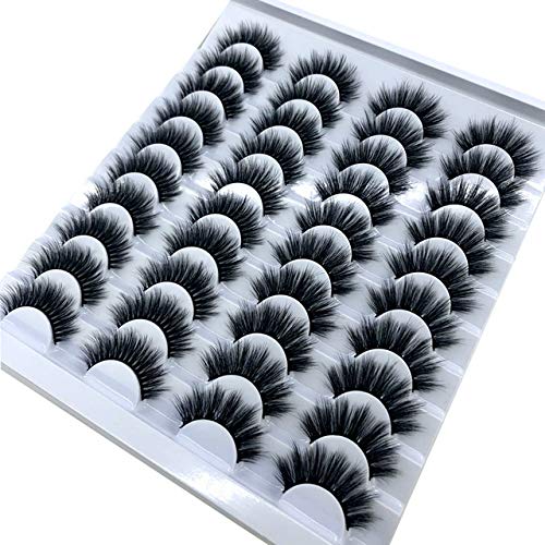 HZT 20 Pairs 825Mm False Eyelashes 100% Natural Mink Eyelashes Spectacular Extension and Volume of False Eyelashes