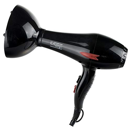 ID Italian Design | Secador de Pelo con Difusor Profesional 2 Modos de Calor, 2 Velocidades de Color Negro - 2200W