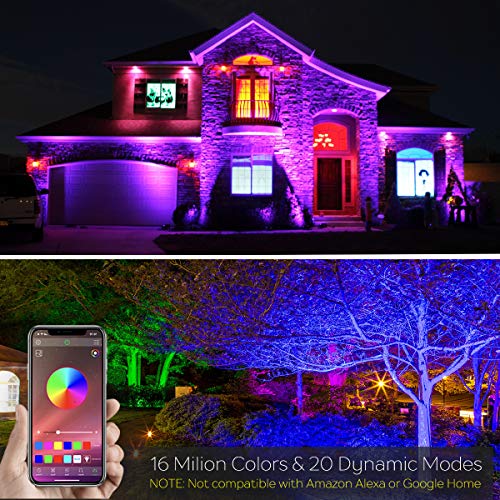 iLC Foco LED RGB de Colores 15W Inteligente Controlado por la Aplicación de Teléfono Foco Proyector Exteriores - IP66 Impermeable - Multicolor16 millones 20 Modos - sincronización de música