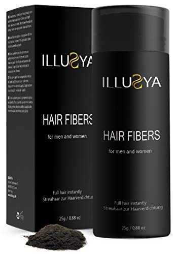 ILLUSYA® Hair Fiber - Caída del cabello - Fibras capilares para el engrosamiento del cabello. marca de primera calidad. Cabello completo en segundos. 25g (CASTAÑO)