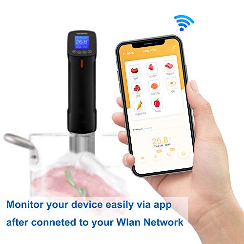 Inkbird Sous Vide Aparato de Cocina Precisión Circulador de Inmersión Termal con Pantalla LCD Legible, Wi-Fi 1000W Temporizador Ajuste de Temperatura, Máquina de Cocción al Vacío de Acero Inoxidable