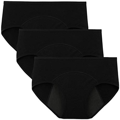 INNERSY Bragas Menstruales Absorbentes de Mujer para Período Algodón Pack de 3 (S-EU 38, 3 Negro)