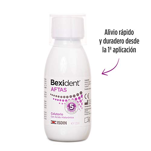 Isdin Bexident Aftas Colutorio con Ácido Hialurónico |Aftas Llagas Bucales, Alivio Rápido y Duradero desde la primera aplicacion 1 x 120 ml