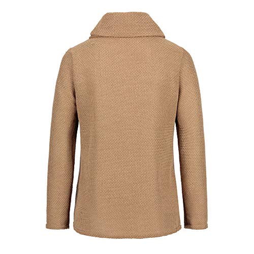 Jerseys De Punto para Mujer Cuello de Tortuga Manga Larga Suelto Prendas de Punto Suéter Irregular Jerséis Collar de la Pila Tops Cálido Otoño Invierno riou (z-Khaki, XL)