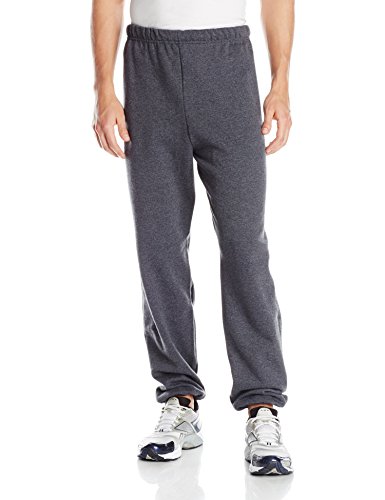 Jerzees Men's Adult Elastic Bottom Sweatpants X Sizes, Black Heather, 3X-Large