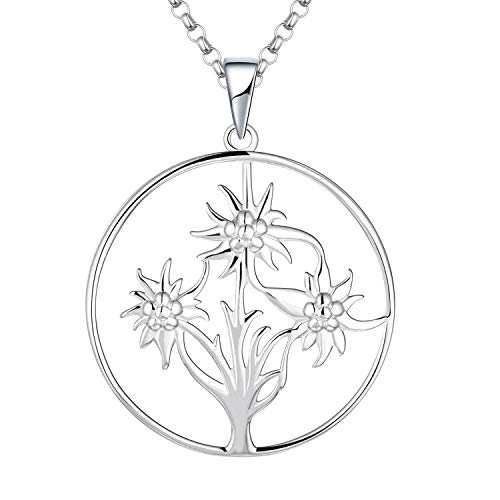 JO WISDOM Collar edelweiss Flor Plata de Ley 925 Mujer Joyas