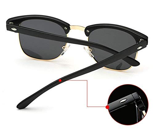 Joopin Gafas de sol Polarizadas Clásico Medio Marco para Hombre, Retro Semi Rimless Gafas de sol para Mujer (Paquete simple negro)