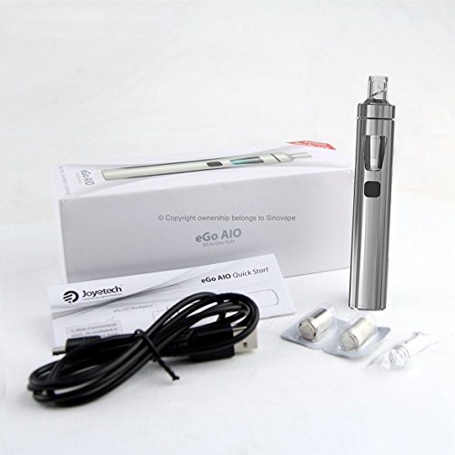 Joyetech eGo AIO (All-In-One) Kit de Inicio/E-Cigarette - Batería Recargable de 1500mAh, 2 ml "Cubis" A Prueba de Fugas Clearomizer Atomizador - Seguro Para Niños. (Plateado)