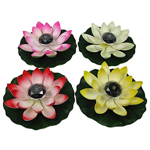 JOYKK Solar Powered Lotus Flower Lamp Luz de Noche Flotante Resistente al Agua al Aire Libre para la decoración de la Fiesta en la Piscina del jardín - Amarillo