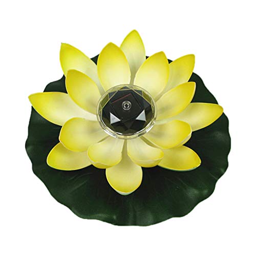 JOYKK Solar Powered Lotus Flower Lamp Luz de Noche Flotante Resistente al Agua al Aire Libre para la decoración de la Fiesta en la Piscina del jardín - Amarillo