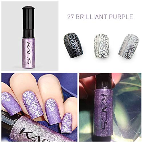 Juego de esmaltes de uñas de 4 colores Stamping polaco colorido metálico brillante Resplandecer pigmento para uñas uso dual pintura de detalle Diseño de uñas Herramienta de impresión de manicura