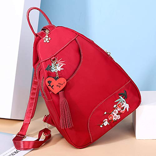 Jywmsc Mujer Elegante Pa?o Oxford Bolsa de Pecho Se?oras Elegante Bordado de Flores Mochila