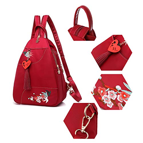 Jywmsc Mujer Elegante Pa?o Oxford Bolsa de Pecho Se?oras Elegante Bordado de Flores Mochila